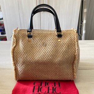 Carolina Herrera CH Andy Raffia Bag
